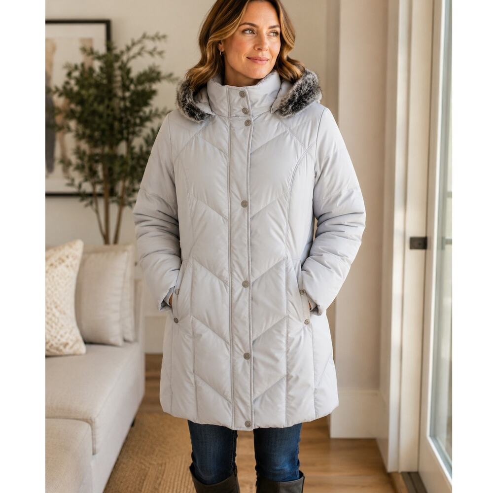 Utex Design Quilted Puffer Jacket Coat Gray XL